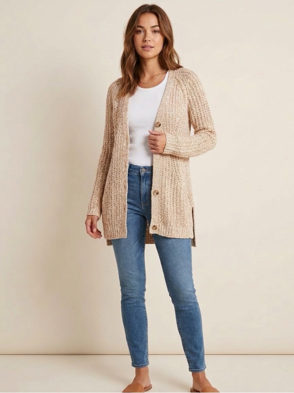 Anthropologie Angel of the North Chunky Knit Cardigan Sweater - S -Made in Italy